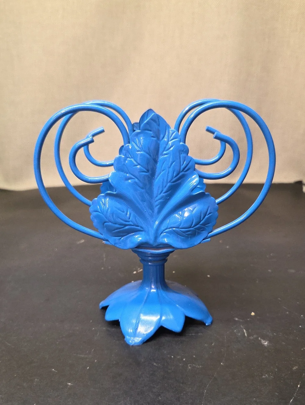 Vtg 1960s Ohio Art Co. Tin Recipe Box Folk Art Floral , Blue Metal Napkin Holder